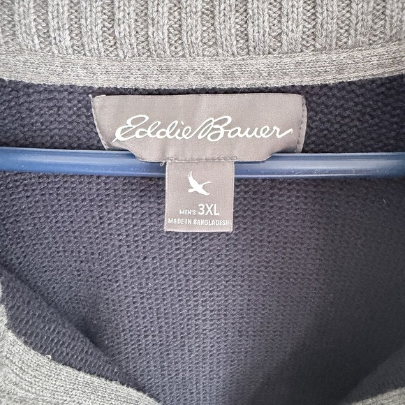 Men's Eddie Bauer 3XL Long Sleeve Pullover Fleece 1/4 Zip Navy Blue - Picture 5 of 8